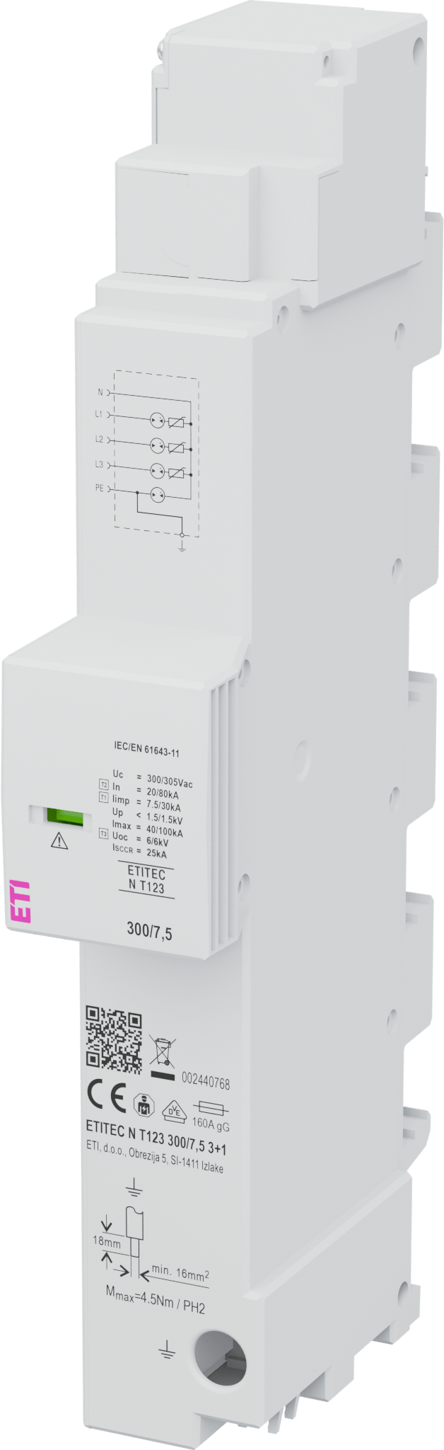 Surge arrester ETITEC N T123 300/7,5 3+1 002440768
