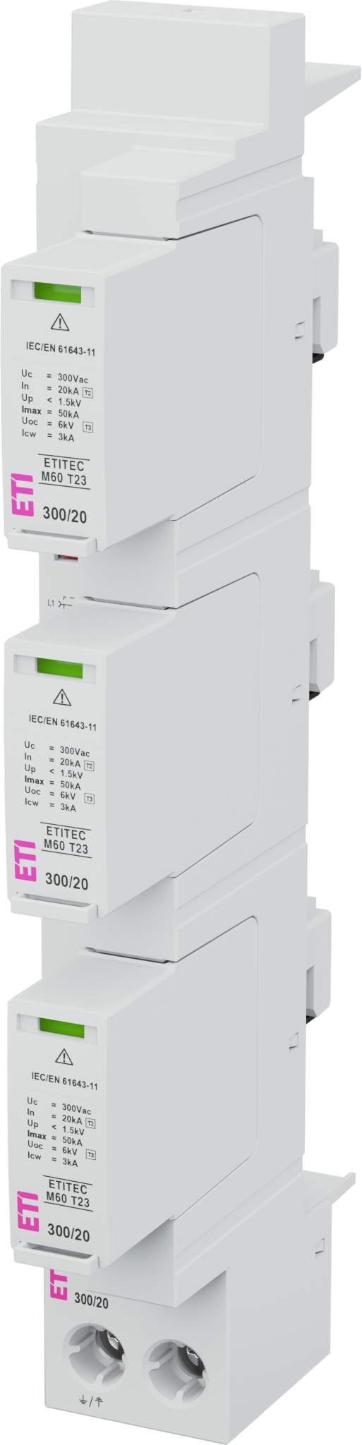 Surge arrester ETITEC M60 T23 300/20 3+0 002440854