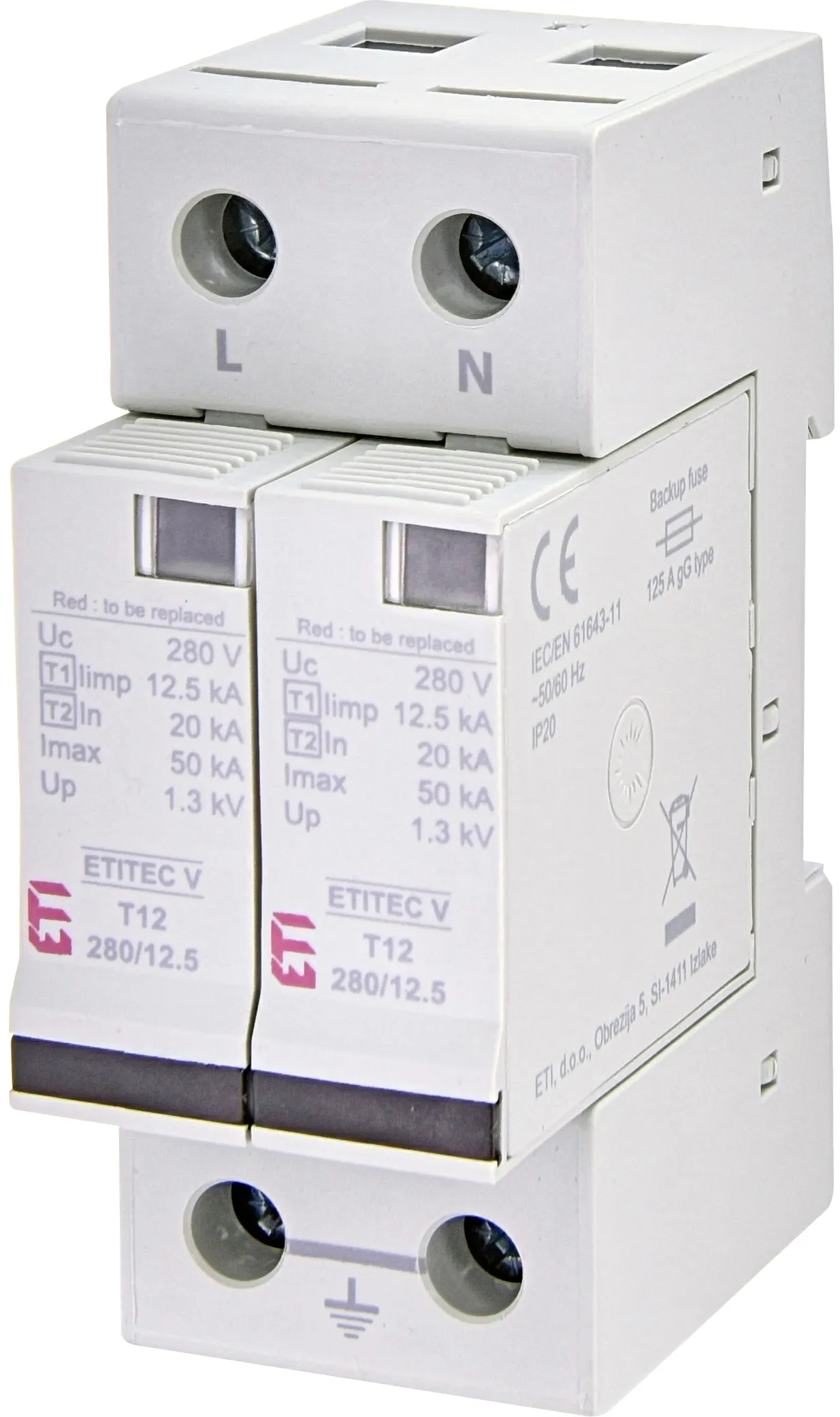 Surge arrester ETITEC V T12 280/12,5 1+1 002442903