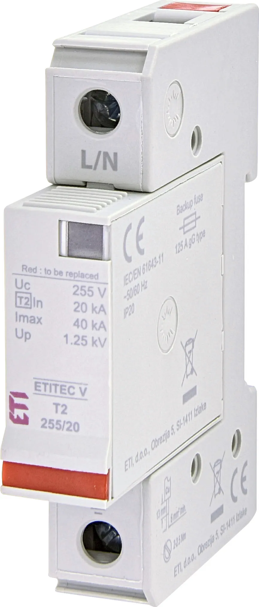 Surge arrester ETITEC V 2T2 440/20 4+0 RC 002442950