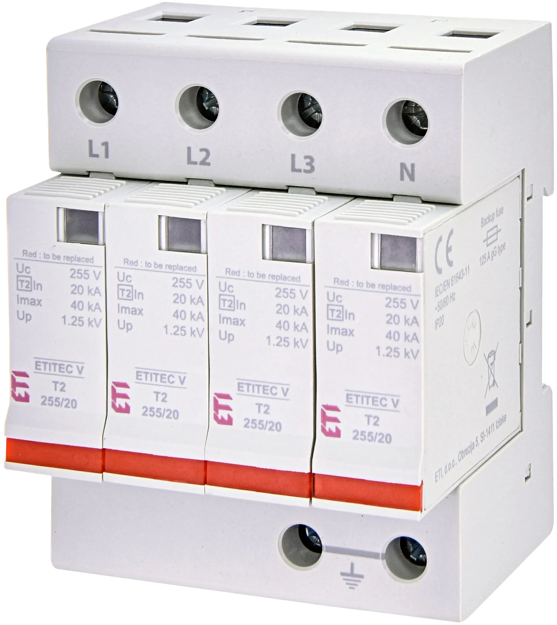 Surge arrester ETITEC V T2 440/20 4+0 RC 002442967