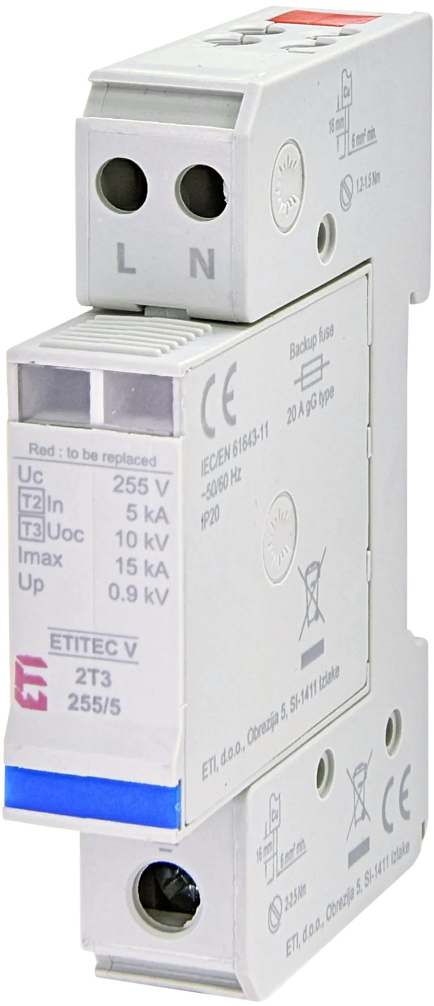 Surge arrester ETITEC V 2T3 255/5 2+0 RC 002442974