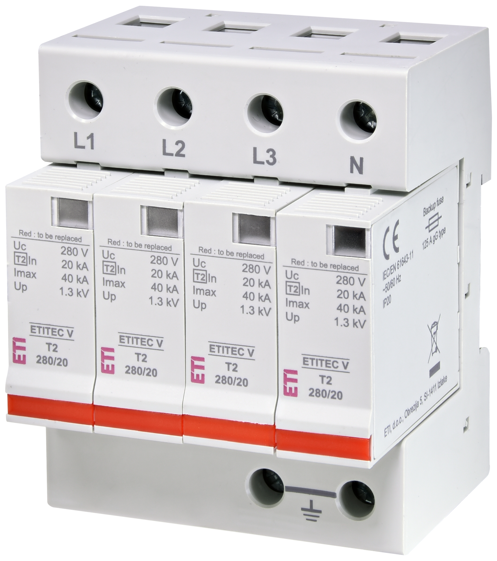 Surge arrester ETITEC V T2 280/20 4+0 002443014