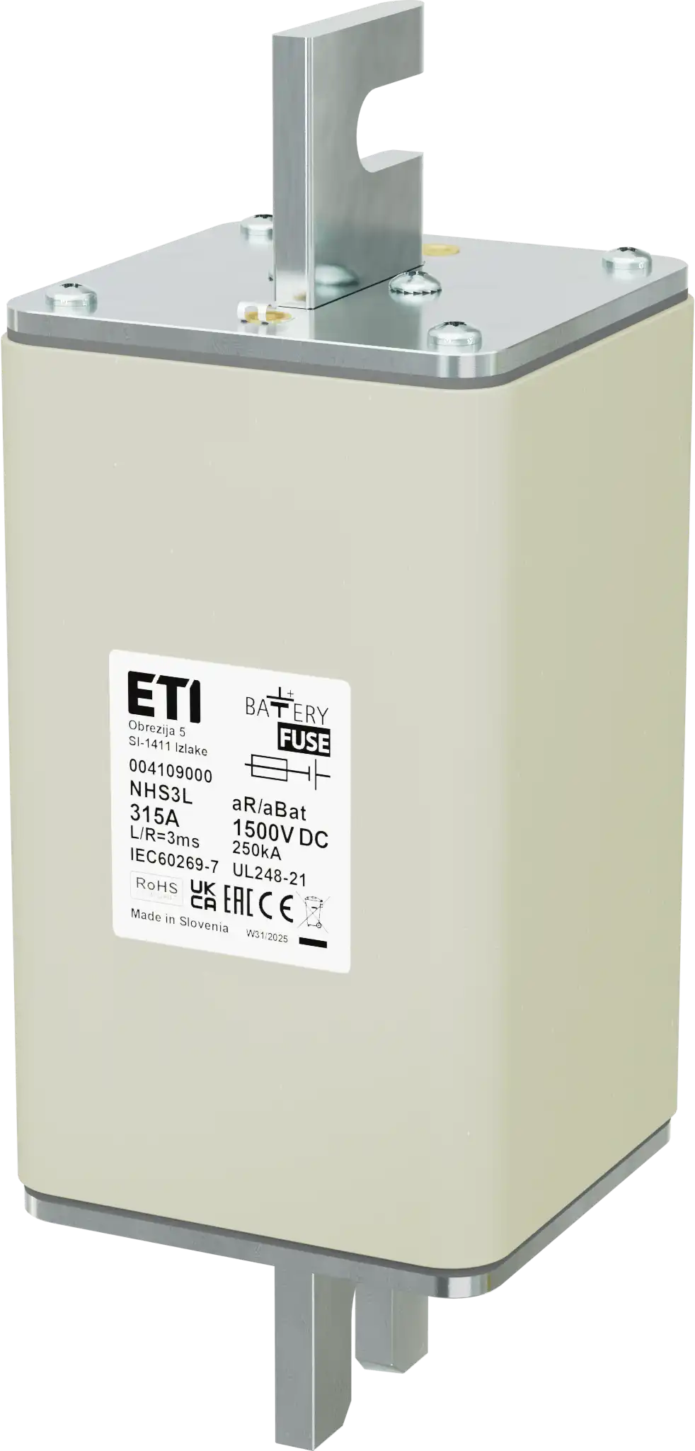 Fuse link NHS3L aR/aBat 315A/1500V DC AL 004109000