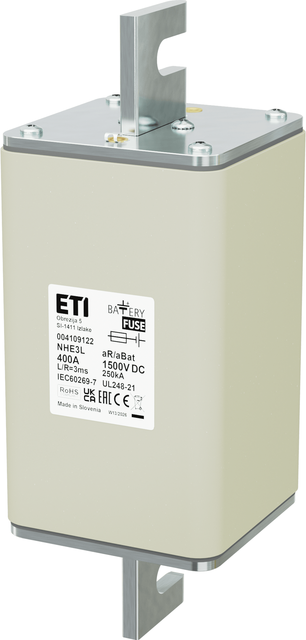 Fuse link NHE3L aR/aBat 400A/1500V DC AL 004109122