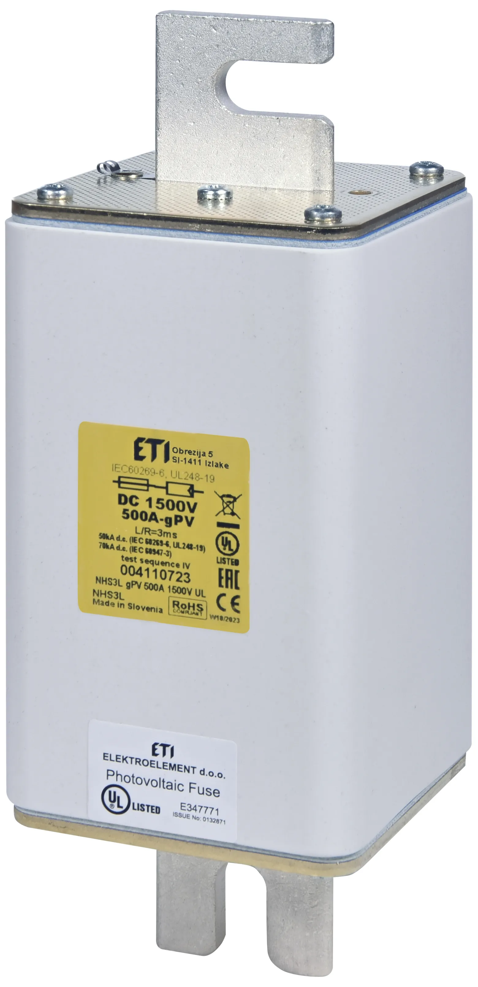 Fuse link NHS3L gPV 500A/1500V DC 70kA 004110723