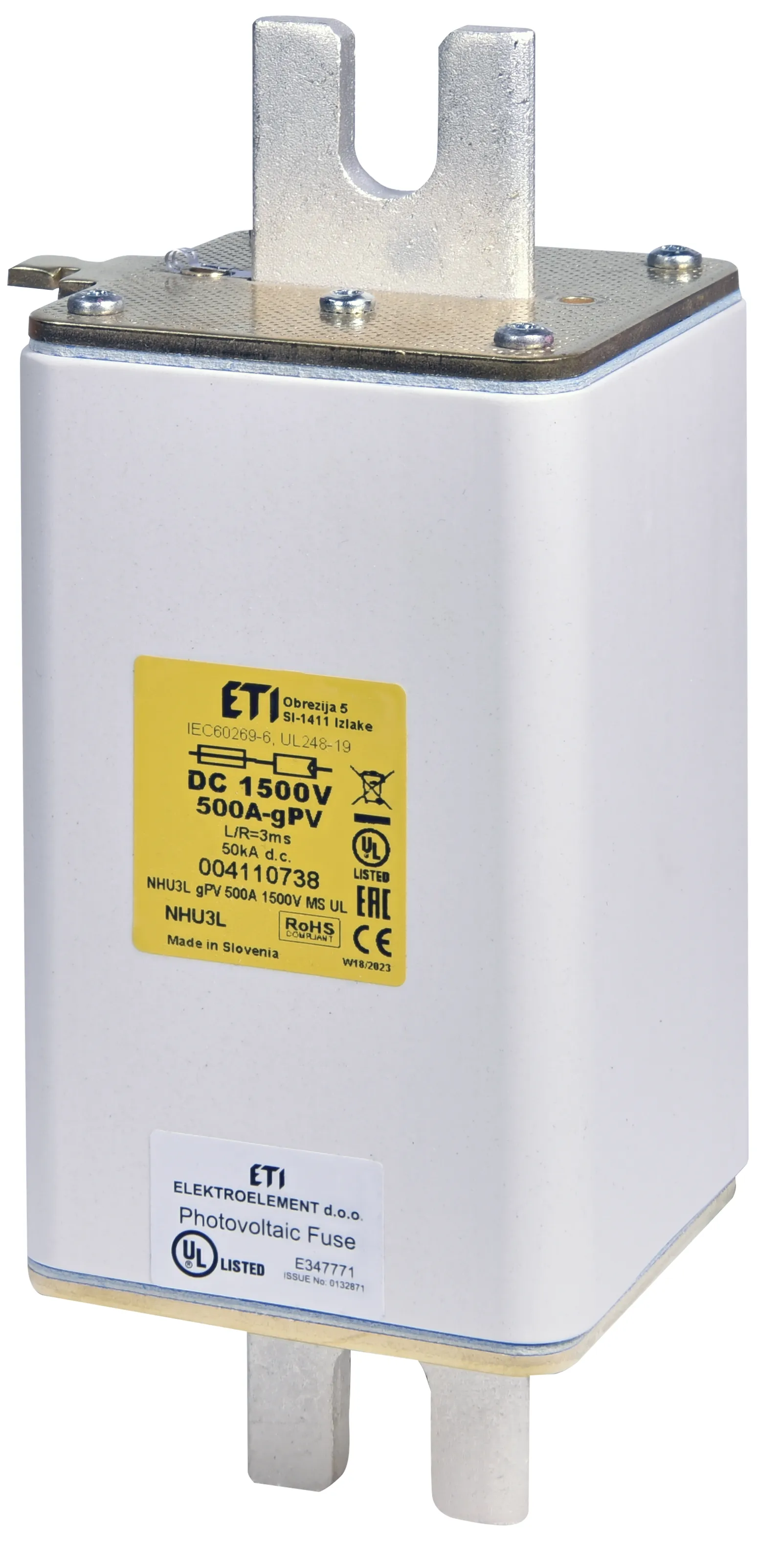 Fuse link NHS3L/MS gPV 500A/1500V DC UL 004110733