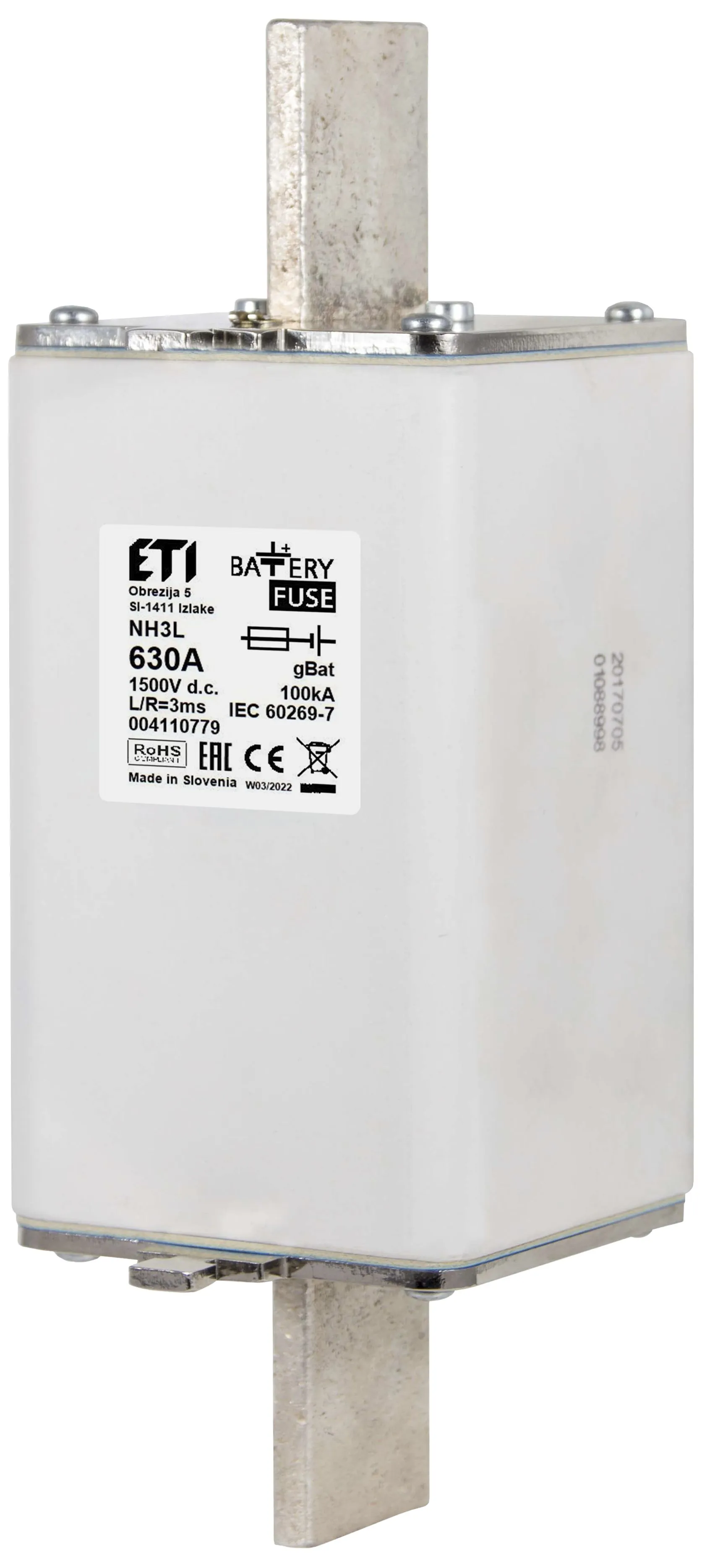 Fuse link NH3L gBat 630A/1500V DC 004110779