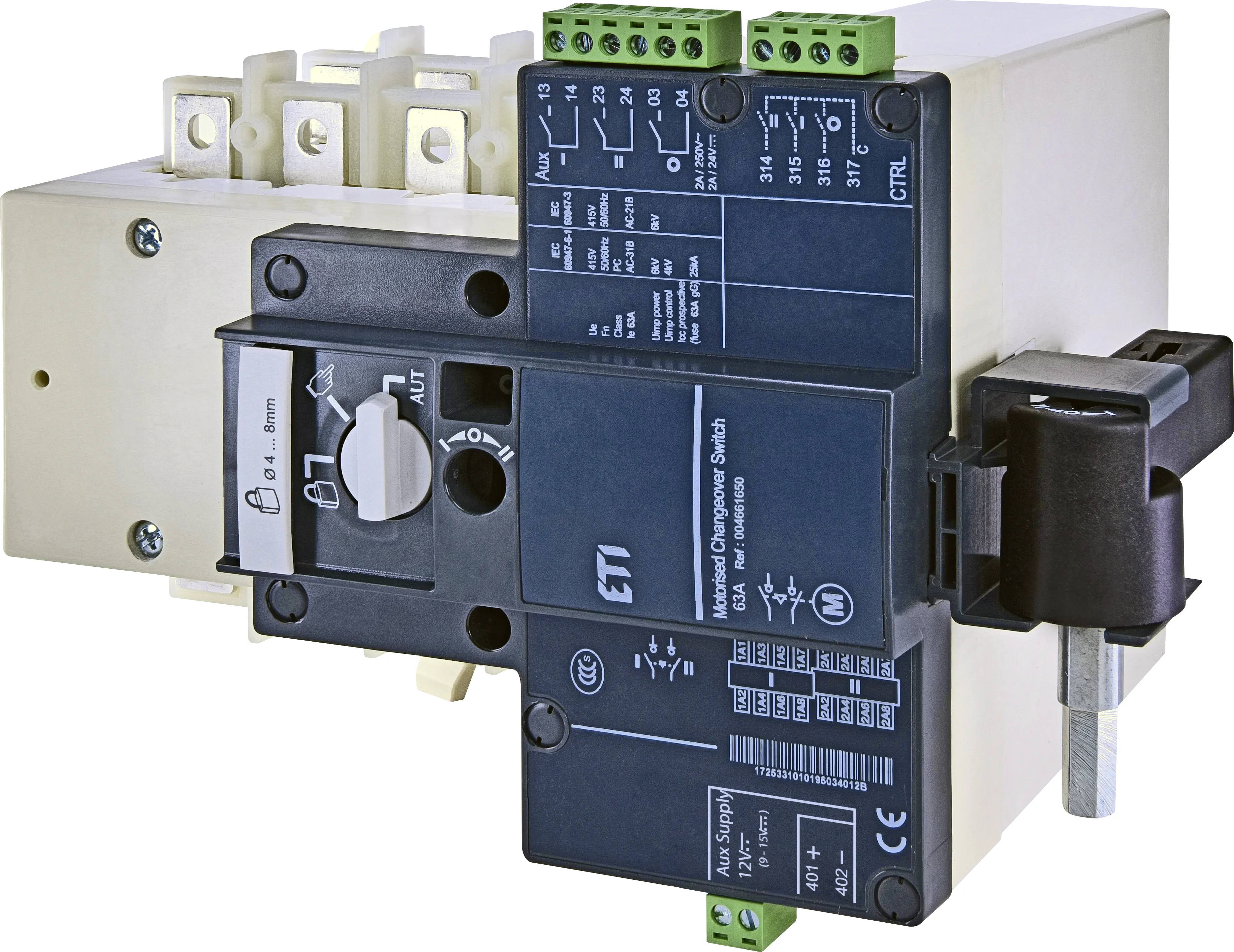 Changeover switch motor op. MLBS 63 4P CO 12VDC 004661650