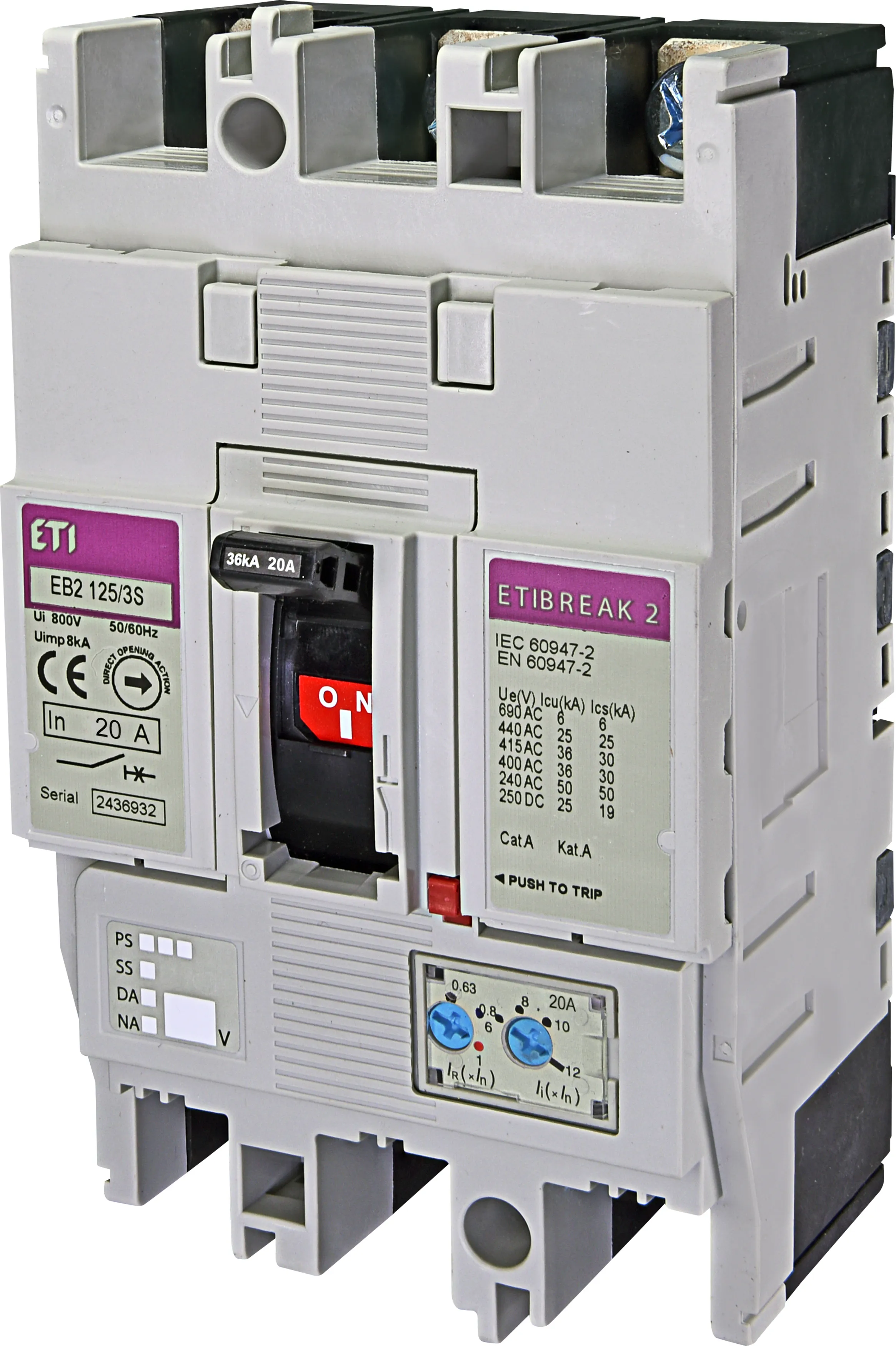 Molded Case Circuit Breaker EB2 125/3S 20A 3p 004671041