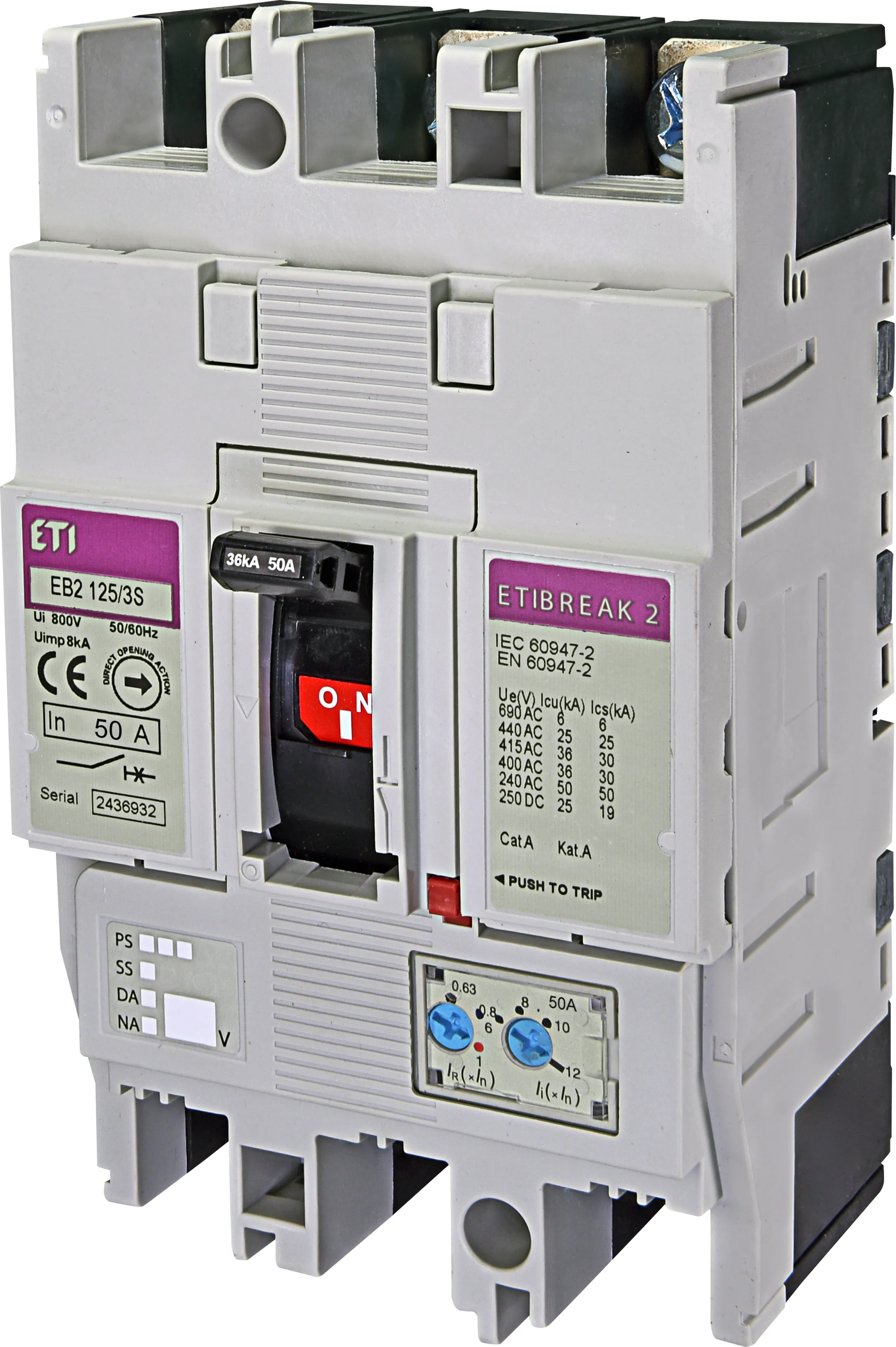 Molded Case Circuit Breaker EB2 125/3S 50A 3p 004671043