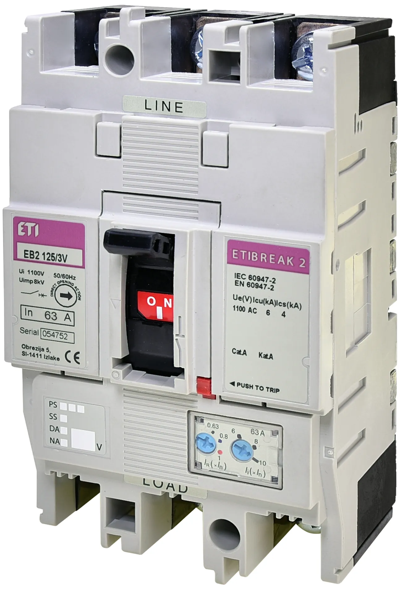 Molded Case Circuit Breaker EB2 125/3V 63A 3p 1100V 004671374