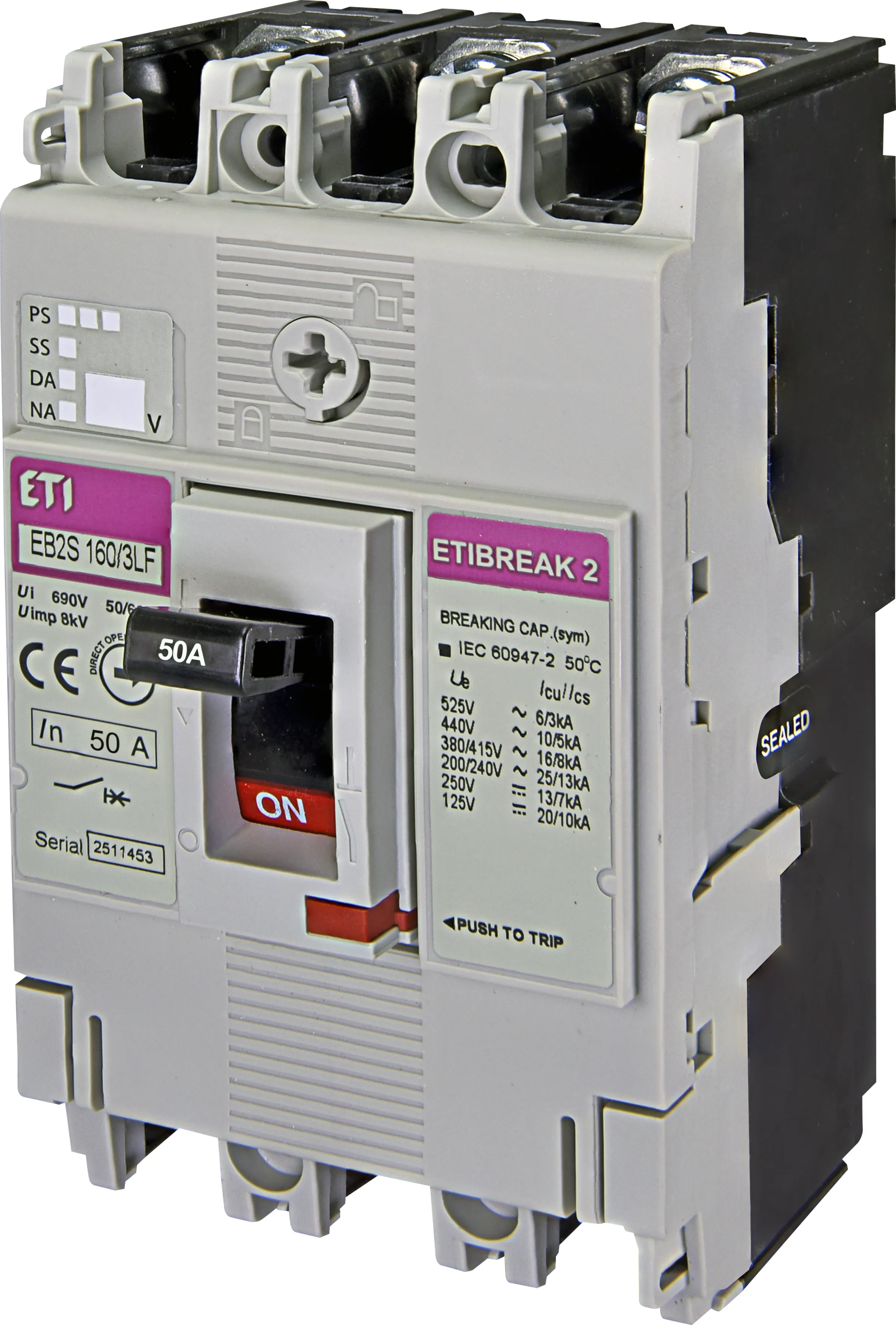 Molded Case Circuit Breaker EB2S 160/3LF 50A 3p 004671806
