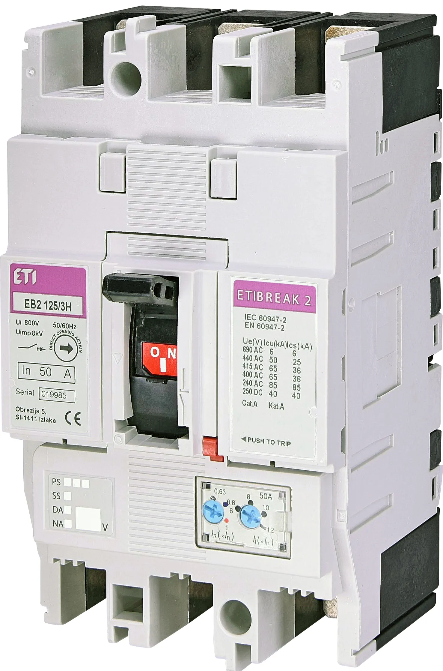 Molded Case Circuit Breaker EB2 125/3H 100A 3p 004672105