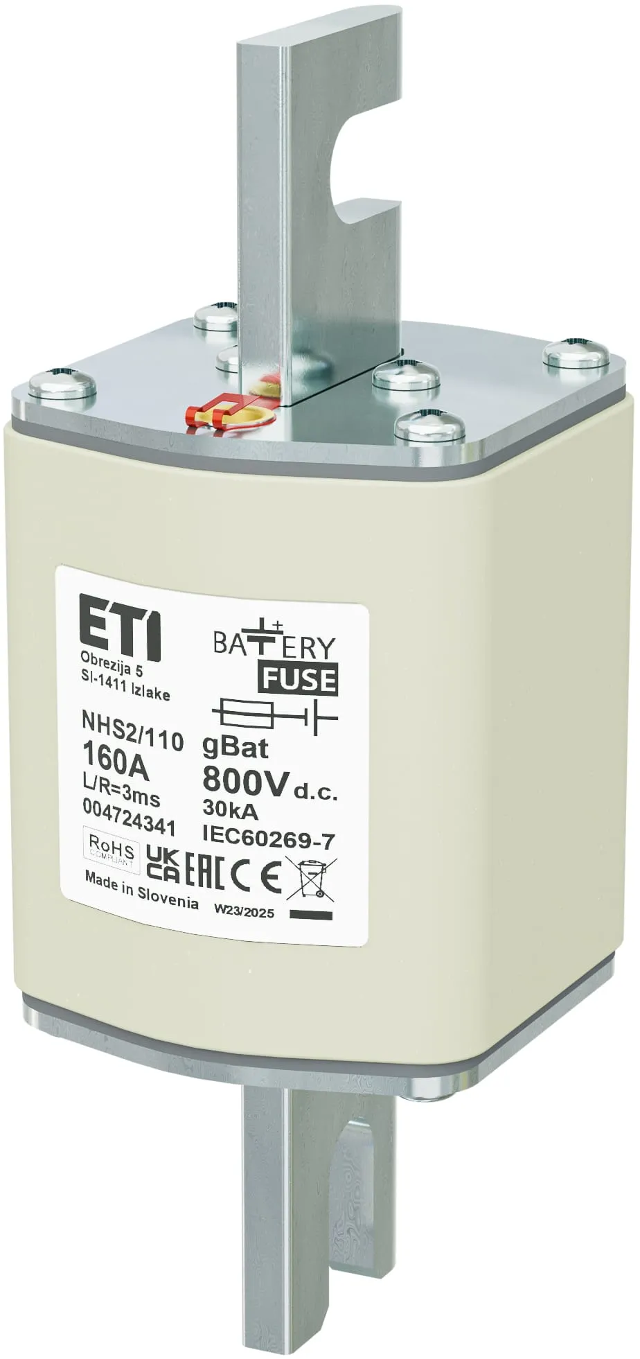Fuse link NHS2/110 gBat 160A/800V DC 004724341
